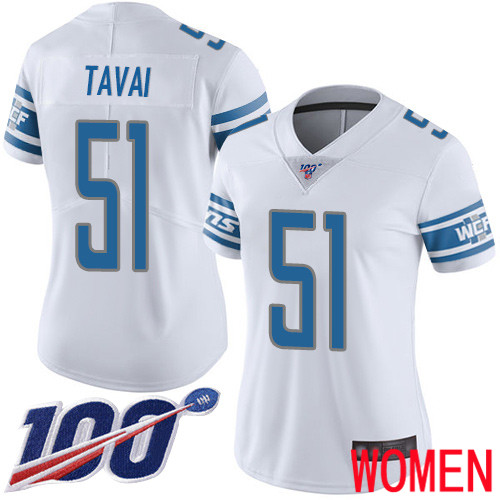 Detroit Lions Limited White Women Jahlani Tavai Road Jersey NFL Football 51 100th Season Vapor Untouchable